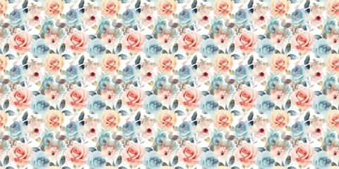 Fototapeta premium watercolor pattern flower pink rose seamless background