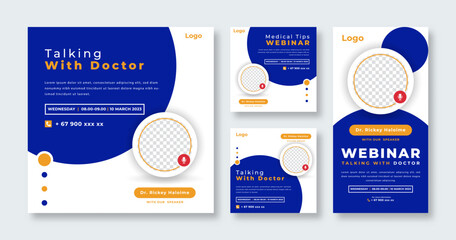 Medical Webinar Social Media Post for Online Marketing Promotion Banner, Story and Web Internet Ads Flyer