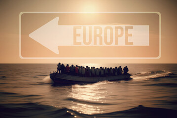 Ein Boot mit Migranten auf dem Weg nach Europa