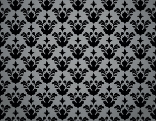 Obraz na płótnie Canvas Flower geometric pattern. Seamless vector background. Gray and black ornament