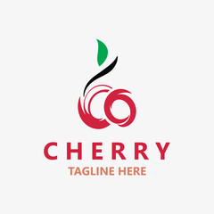 Red Cherry Fruit logo, vector illustration, Fruit business Design