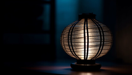 Fototapeta premium Glowing antique lantern illuminates old fashioned home interior generated by AI