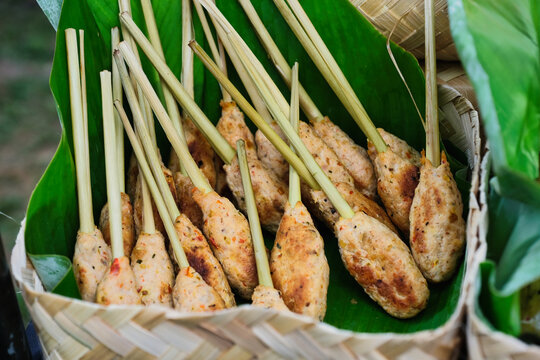 Sate Lilit, delicious Balinese ground beef or chicken satay on lemon grass skewers
