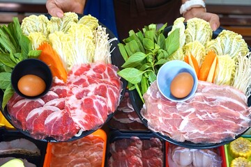 top view of shabu hotpot set shabu of hotpot japanese hotpot style