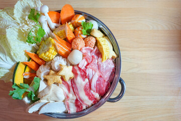 top view of shabu hotpot set shabu of hotpot japanese hotpot style