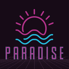 summer paradise vector exploring nature beach symbolized in retro vintage style 