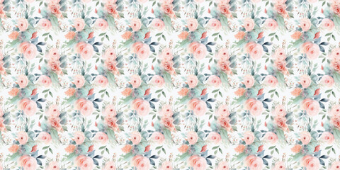 watercolor rose flower floral seamless pattern background