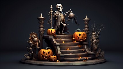 Podium and minimal abstract background for Halloween 31th october