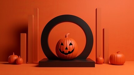 Podium and minimal abstract background for Halloween 31th october