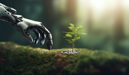 robot hand with a plant