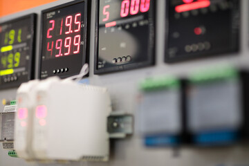 electric switchboard with digital gauges