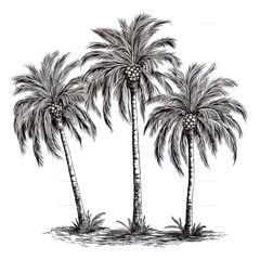 palm trees vector illustration engraving isolated on