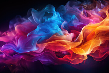 Fototapeta premium Generative AI - Rainbow Colored Smoke, Vibrant and Mesmerizing Wallpaper