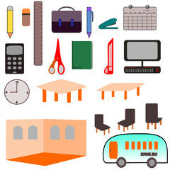 set of school icon for teaching and decorating