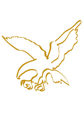 Gold Silhouette flying Eagle in stencil