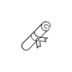 Rolled Diploma Line Style Icon Design