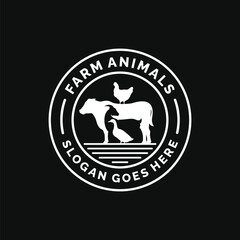 Farm animals logo design vector. Livestock logo vector