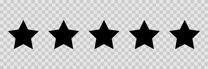 Five stars customer product rating review flat iconStars collection. Star vector icons. Golden and Black set of Stars, isolated on transparent background. Vector illustration