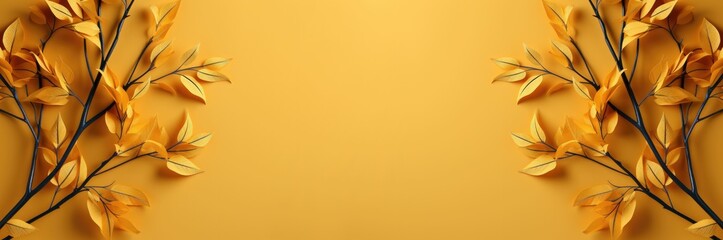 Autumnal background with yellow leaves 