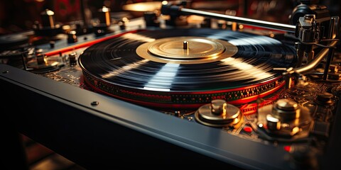 Fototapeta na wymiar Classic Music Player: Needle on a Vinyl Record - AI Generated