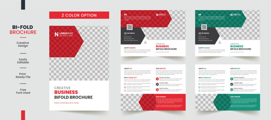 Clean Corporate bifold brochure template premium style with modern style and clean concept use for business proposal and business profile	
