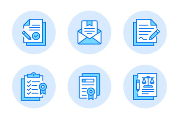 Legal Document icon vector collection set for business