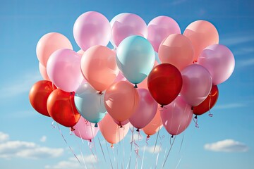 Freedom Celebration with Pastel Color Balloons - AI Generated - obrazy, fototapety, plakaty