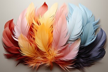 Delicate Pastel Color Feathers - AI Generated