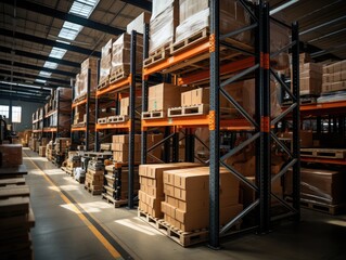 Logistics Warehouse Shelves - AI Generated