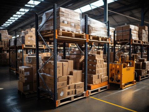 Logistics Warehouse Shelves - AI Generated
