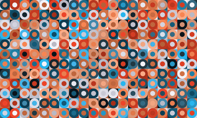 Abstract geometric pattern. Seamless wallpaper in circle shapes with multi colors.