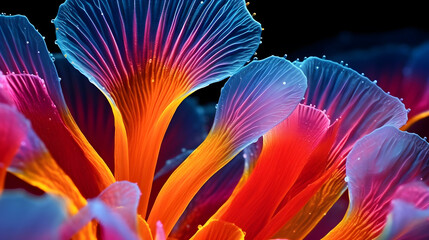 closeup flower under microscope red and yellow lily wallpaper created with Generative AI