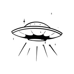 Urban style graffiti ufo alien  spaceship sprayed with leak and splashes. Vector hand drawn textured illustration on white background for banner, decoration, tatoo, street art, halloween eps 10