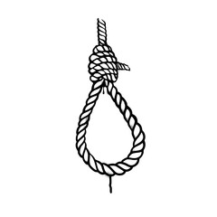  Urban style graffiti noose sprayed with leak and splashes. Vector hand drawn textured illustration on white background for banner, decoration, tatoo, street art, halloween eps 10