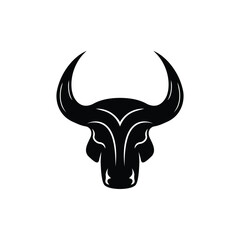 simple black bull buffalo animal logo vector illustration template design