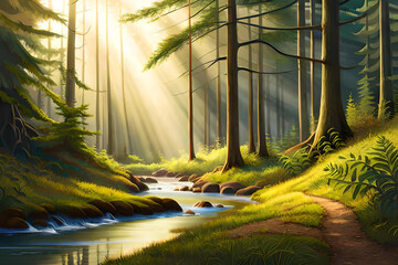 Sunlit Forest Clearing