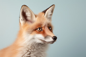 Obraz premium Portrait of fox on pastel background