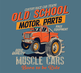 vector cartoon hot rod burnout car Illustration for t shirt print or race poster 