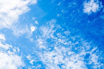 clouds and blue sunny sky,  white clouds over blue sky, Aerial view,  nature blue sky white cleat weather.