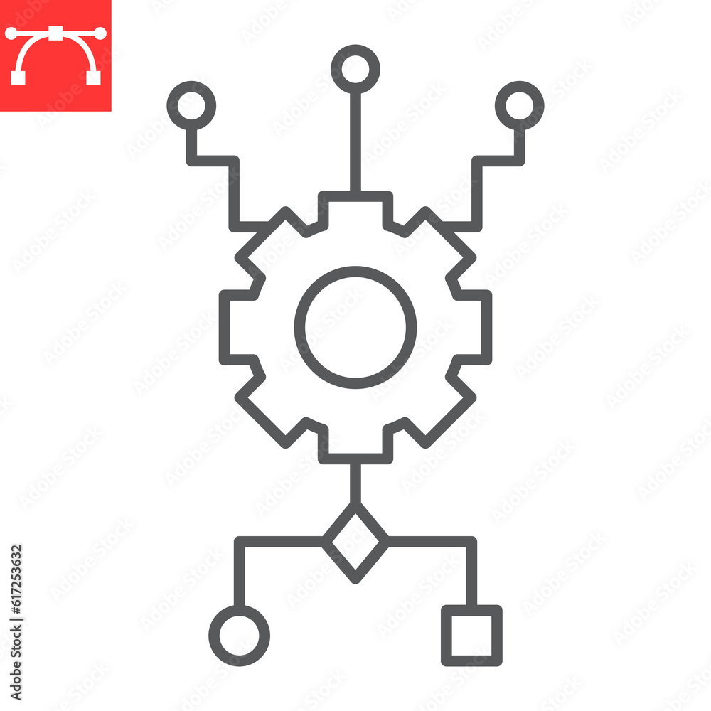 Aufkleber algorithm line icon, technology and artificial intelligence, automated system vector icon, vector gr