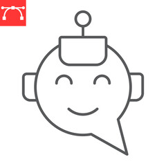 Chatbot line icon, technology and artificial intelligence, support assistant vector icon, vector graphics, editable stroke outline sign, eps 10.
