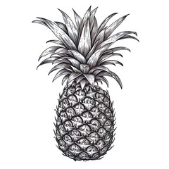 pineapple vector illustration engraving isolated on wh
