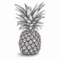 pineapple vector illustration engraving isolated on wh