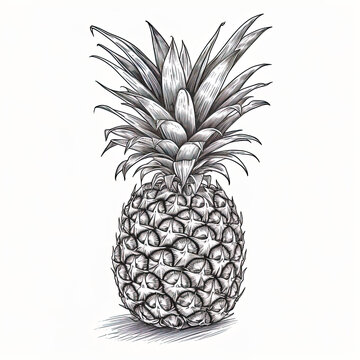 pineapple vector illustration engraving isolated on wh