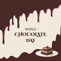 World Chocolate Day Instagram post, postcard or banner. Chocolate Day elegant flat template.