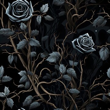 roses on black ,plant,flower,AI generated 