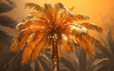Fototapeta na wymiar Photo golden tropical palm tree on a white background. 3d rendering
