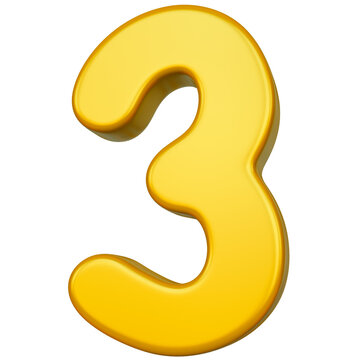 3d gold number 3