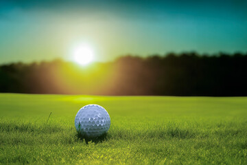 golf ball on the green meadow