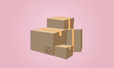 Parcel cardboard boxes on blue background, packaging.Vector illustration.